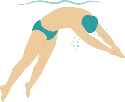 Athlete Swimming Character in Flat Cartoon Design vector
