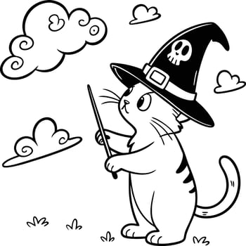 Spooky Cat Witch vector