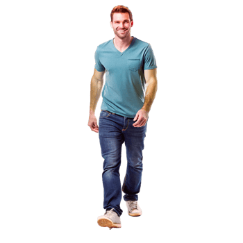 A happy young man walking in casual wear, a full body portrait png