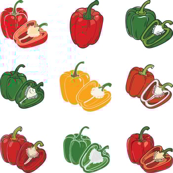 Bell Pepper Icons Set Silhouette, Capsicums Illustration vector