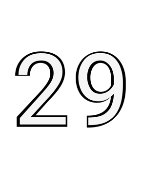 Black and white color numbers 29 png
