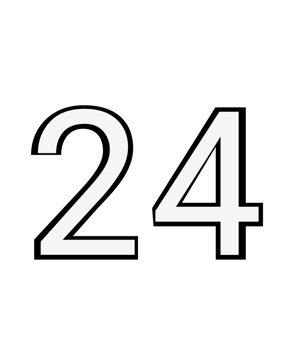 Black and white color numbers 24 png
