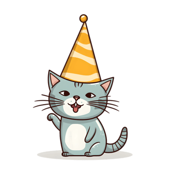 Celebrating a playful cat's birthday home illustration cheerful setting close-up festive atmosphere png