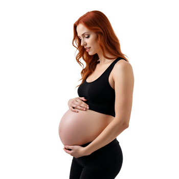 Expecting Mom with Long Wavy Hair Premium Stock Image png