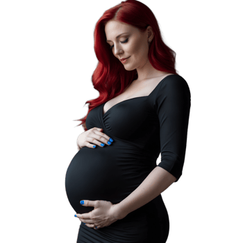 Pregnant Redhead Woman in Black Outfit Maternity Photography png