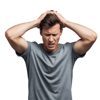 Stressed Young Man Holding Head Emotional Stock Photo png