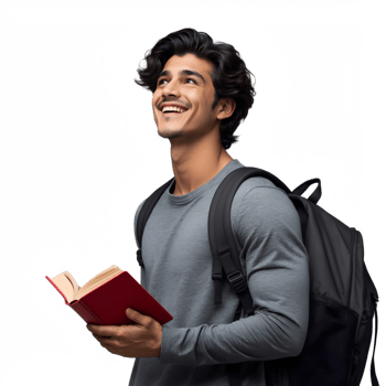 Smiling Young Scholar with a Backpack Motivational Learning Image png