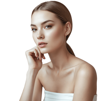 Elegant Young Woman with Flawless Skin Beauty Portrait Stock Photo png