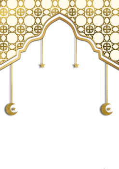 Golden arabic background with a mosque and stars png