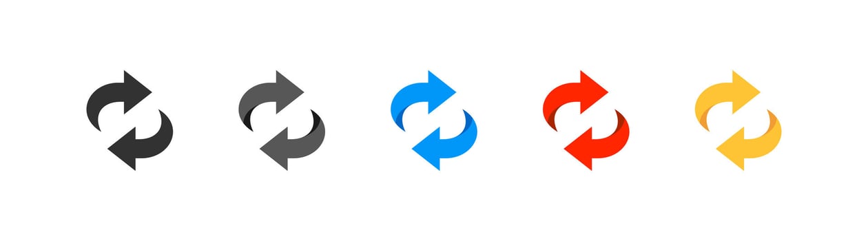Exchange arrow icon. Refresh symbol. Circle reverse. Colorful switch button. vector