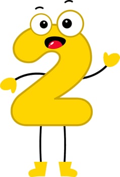 a cartoon number 2 with arms and eyes vector