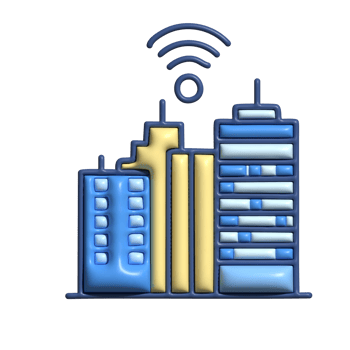 Smart City Icon Modern Urban Buildings with Wi-Fi Signal png