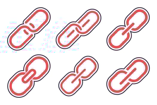 Clean flat link silhouette icon pack vector