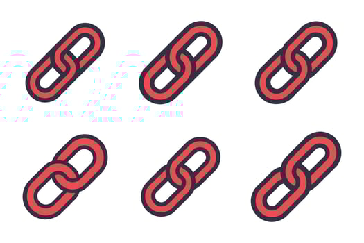 Link structure silhouette icon set flat vector