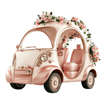Charming vintagestyle car decorated with delicate flowers looks whimsical and romantic png