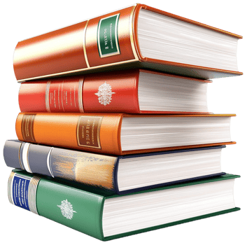 A neatly stacked pile of hardcover books with colorful spines is arranged in perfect balance png
