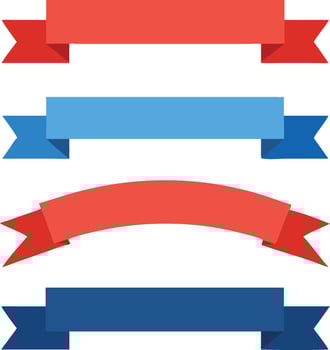 Four red, blue and white ribbons vector