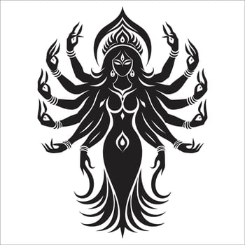 Hindu goddess Kali idol, who is considered to be the goddess of ultimate power, time, destruction and change display at Local festival vector