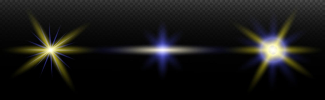 three. different, colored lights on a black background vector