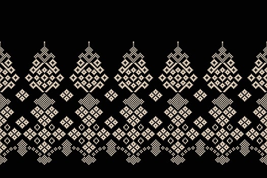 Wallpaper black color background motif ethnic fabric pattern decor. vector