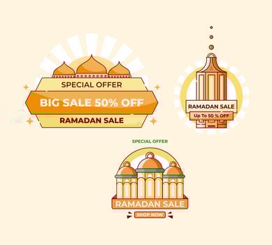 set of ramadan sale template. template ramadan sale stiker vector
