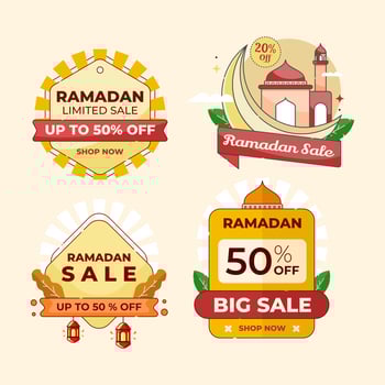 set of ramadan sale template vector