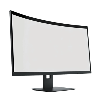 A curved monitor with a white screen png