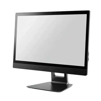 A desktop computer with a white screen png