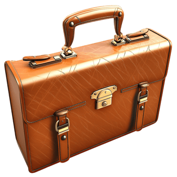 A brown briefcase with gold buckles showcases timeless elegance and sophistication png