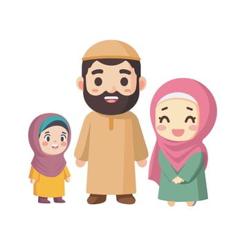 Illustration of a Muslim Family in the Month of Ramadan vector