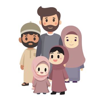 Muslim family cartoon illustration vector