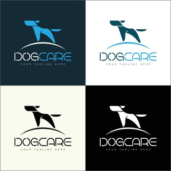 Dog Care and Animal silhouette logo set template design vector