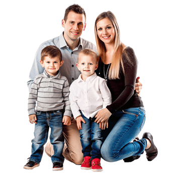 Happy Family Portrait Studio Shot of Parents and Two Young Sons png