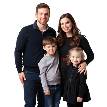 Happy Family Portrait Mom Dad Son and Daughter Smiling Together png