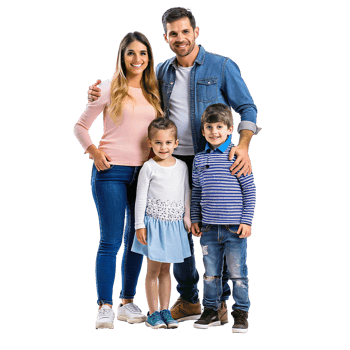 Happy Family Portrait Smiling Parents with Two Children Posing Together png