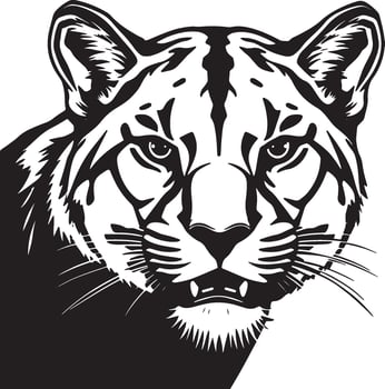 A black and white drawing of a panther vector