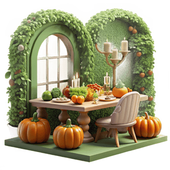 wonderful artistic Autumn Harvest Table Setting Festive Fall Dinner detailed png