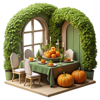 magnificent minimalist Autumn Harvest Table Setting Green Room Decor professional png