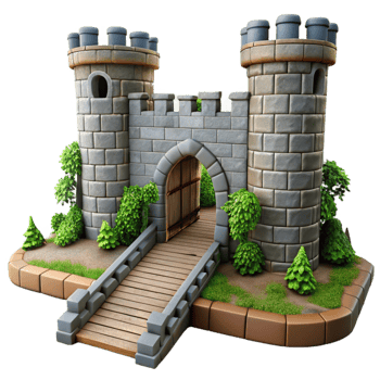 Stone Castle Gate Medieval Architecture Model png