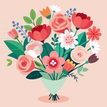 Blossoms of Love Beautiful Flowers for Valentine's Day vector