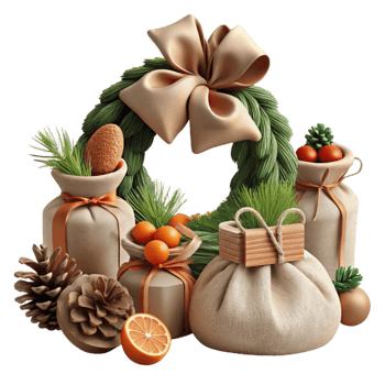 wonderful traditional Festive Winter Wreath with Gifts Citrus professional png