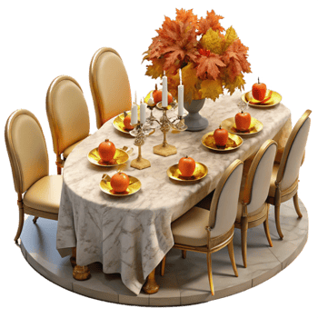 dramatic vintage Autumnal Table Setting Elegant Dining Decor 4K png