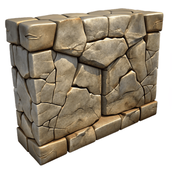 magnificent rustic Cracked Stone Wall Texture 3D Model for Games genuine png