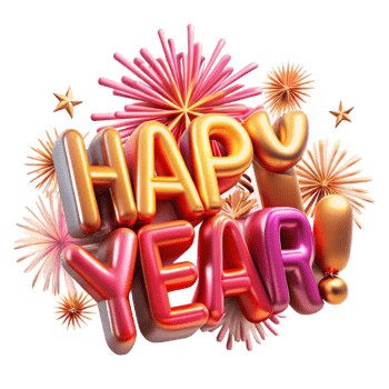extraordinary creative Happy New Year Festive 3D Text with Fireworks 4K png