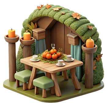 Autumnal Cottagecore Table Setting png