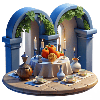 Serene Table Setting with Candles and Autumnal Harvest png