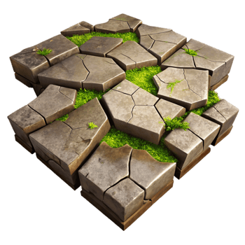 beautiful traditional Cracked Stone Ground Texture with Moss genuine png