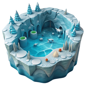 Frozen Pond Winter Wonderland 3D Scene png