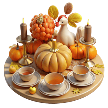 magnificent classic Autumn Harvest Table Pumpkins, Candles, and Tea professional png
