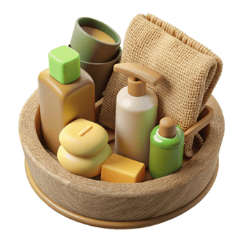wonderful artistic Spa Day Essentials Luxury Bath Set in Wooden Tray high resolution png